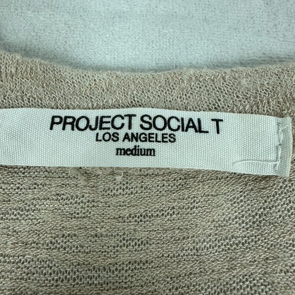 Project Social T Womens Sleeveless Beige Tank Top Medium Rayon/Polyester - Picture 4 of 5